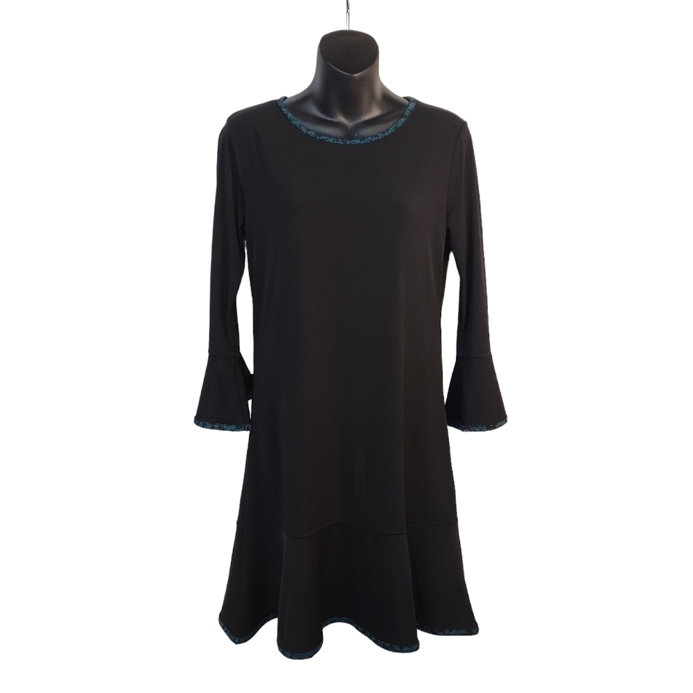 Michael Kors Women's Flare Cuff And Hem Black Stretch Dress Size S NWT
